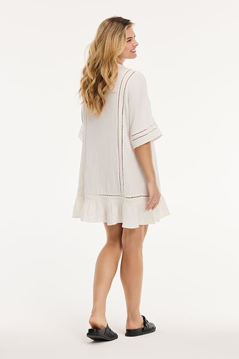 CORFU DRESS MOUSSELINE WAFFLE JET STREAM WHITE 4