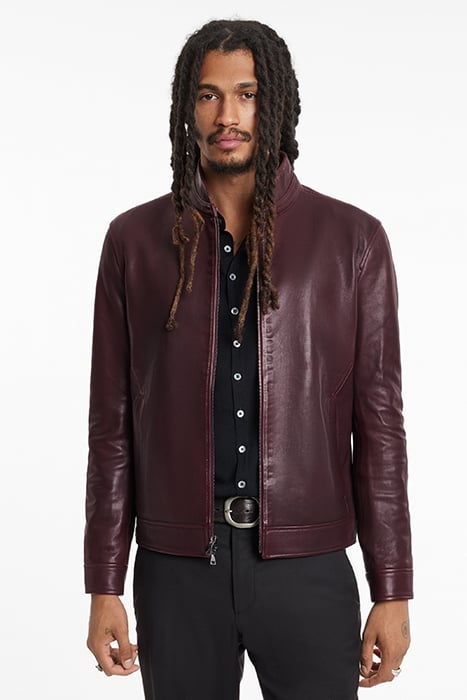 SLIM FIT ZIP FRONT JKT WITH BALL IN CHAI MERLOT 1