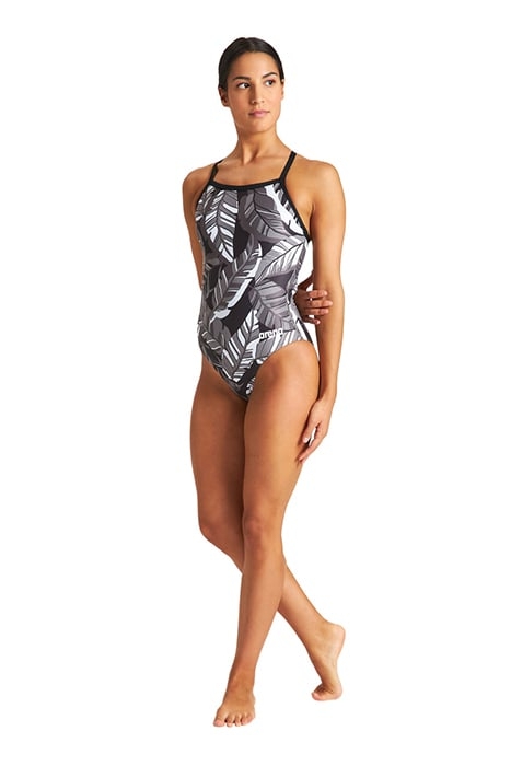 W TROPICALS LIGHT DROP BACK ONE PIECE BLACK-BLACK MULTI 3