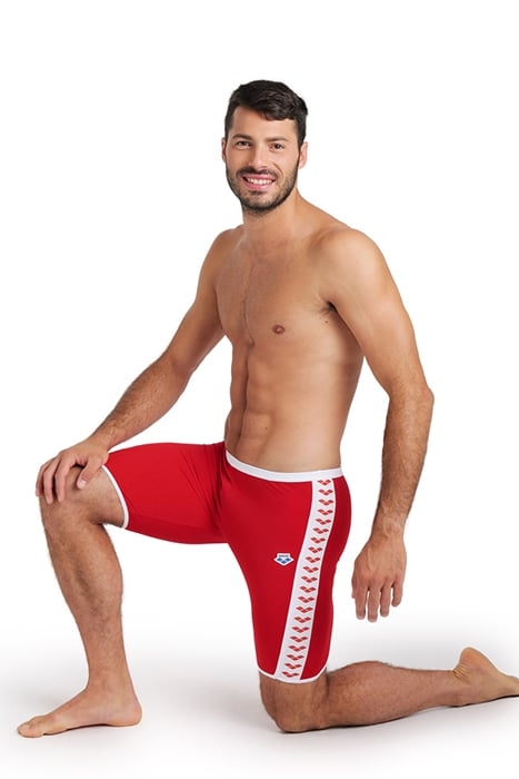 MEN'S ARENA ICONS SWIM JAMMER SOLID RED-WHITE 3