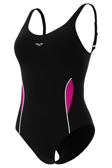 W ALISSA U BACK ONE PIECE LOW CUT C-CUP BLACK-ROSE VIOLET-WH 3