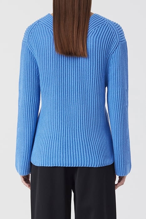 V NECK LONG SLEEVE CHAMBRAY BLUE 2