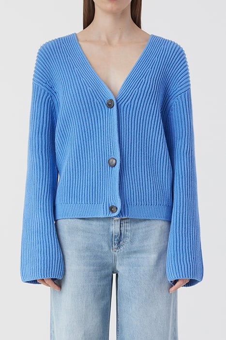V CARDIGAN LONG SLEEVE CHAMBRAY BLUE 1
