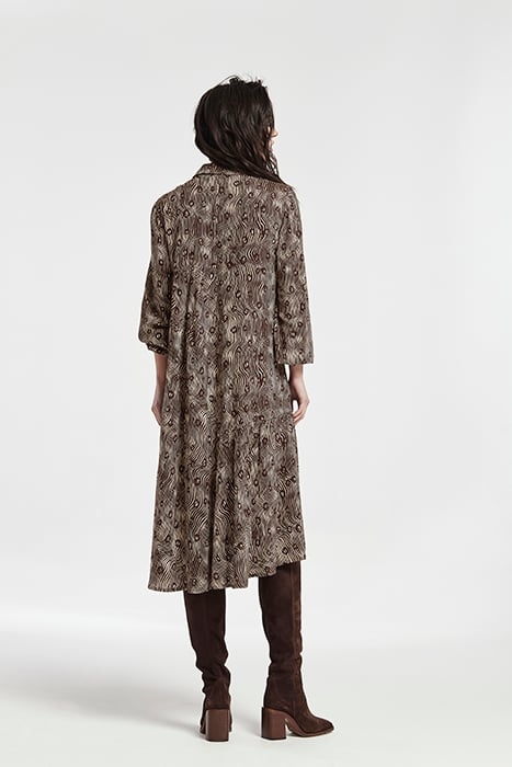 PRINTED VISCOSE TURIN DRESS BROWN 2