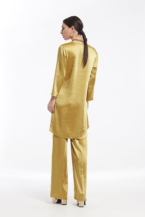 VINTAGE SATIN DOUBLE BREASTED JACKET WITH GATHERING MUSTARD 3