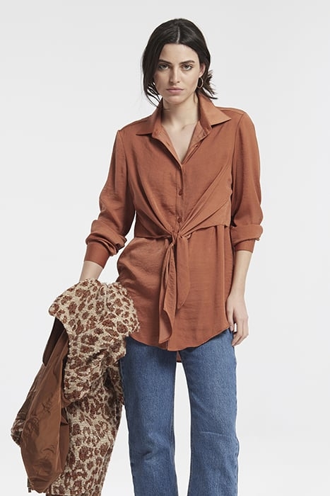 WHASHED SATIN OVERLAY GERMAN SHIRT TERRACOTTA 1