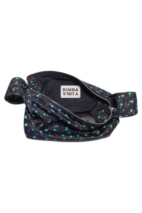 L BLACK RAINBOW FLOWERS NYLON HOBO BAG 2