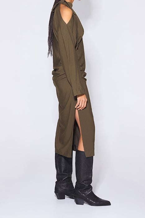 KHAKI MIDI DRESS 4