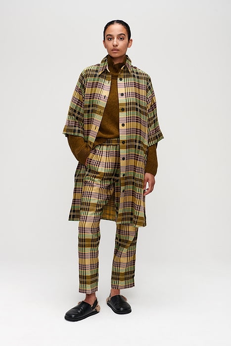 DOOR CHECKED DRESS MOSS 3