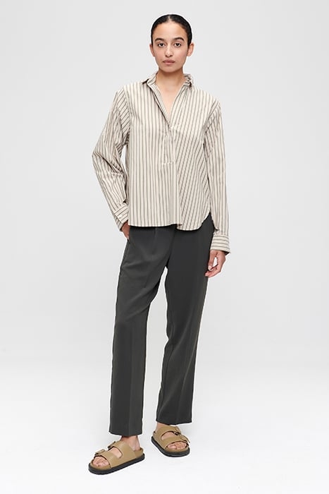 MAGGY POPLIN POLO TOP SMOKEY GREEN 2