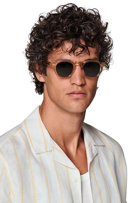 YELLOW STRIPED CAMP COLLAR SLIM FIT SHIRT 6