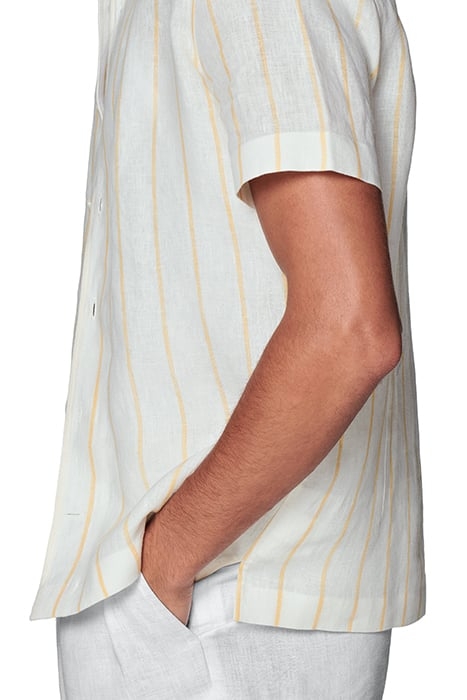 YELLOW STRIPED CAMP COLLAR SLIM FIT SHIRT 8