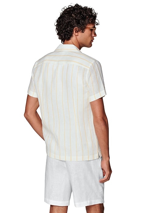 YELLOW STRIPED CAMP COLLAR SLIM FIT SHIRT 2