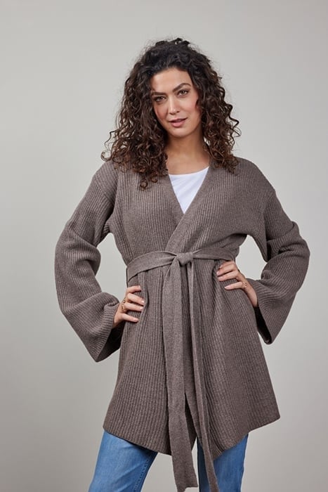 KIMONO CHIARA CASHMERE TAUPE MELANGE 1