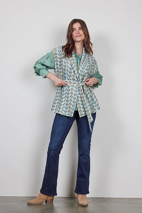 SLEEVELESS VEST DIAM PRINT GRANITE GREEN WITH TROY PRINT 1