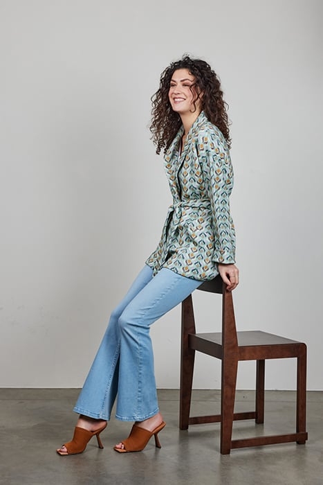 KIMONO VEST LOIS PRINT GRANITE GREEN WITH TROY PRINT 4