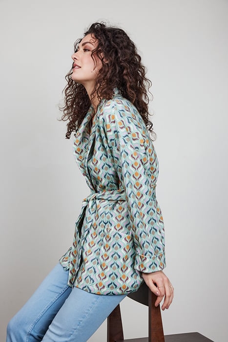 KIMONO VEST LOIS PRINT GRANITE GREEN WITH TROY PRINT 3