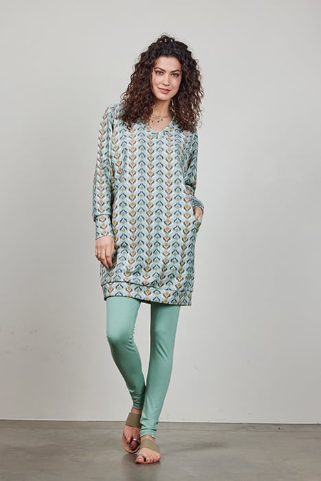 SWEAT DRESS CHILLY PRINT GRANITE GREEN WITH TROY PRINT 2