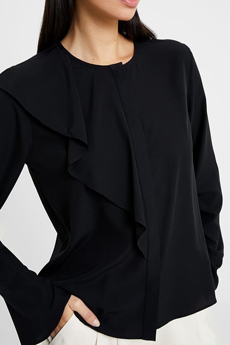 CREPE LIGHT ASYMM FRILL SHIRT BLACK 4