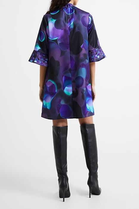 EVA HARLOW FLUTED SLEEVE DRESS BLUE 3
