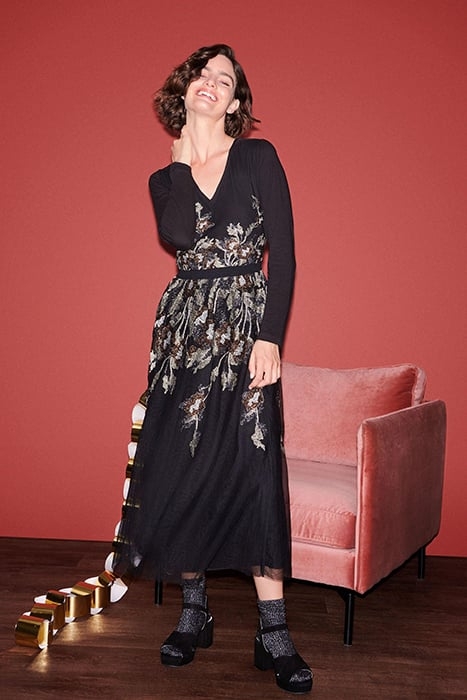 EMBROIDERED MESH DRE BLACK 2