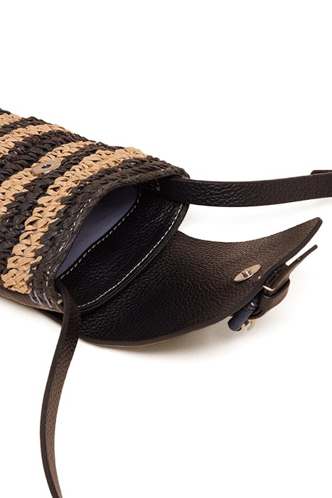 CLARA BUCKLE RAFFIA PHONE BAG BLACK MULTI 4