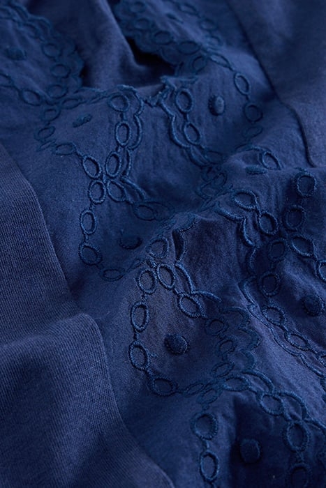 FLUTTER SLEEVE BRODERIE TOP FRENCH NAVY 2