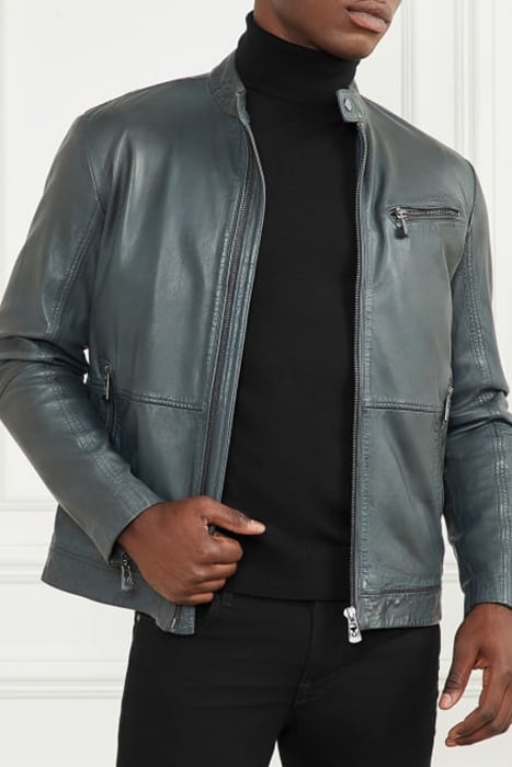 REAL LEATHER JACKET JET BLACK & BIKER 5