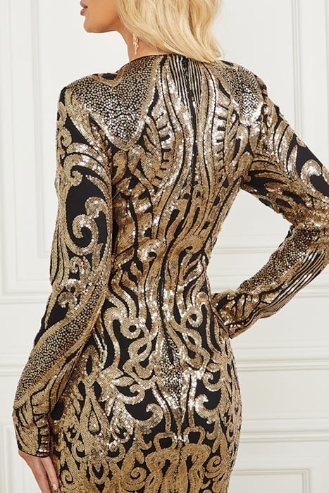 ISLA SEQUIN DRESS BLACK GOLD 7