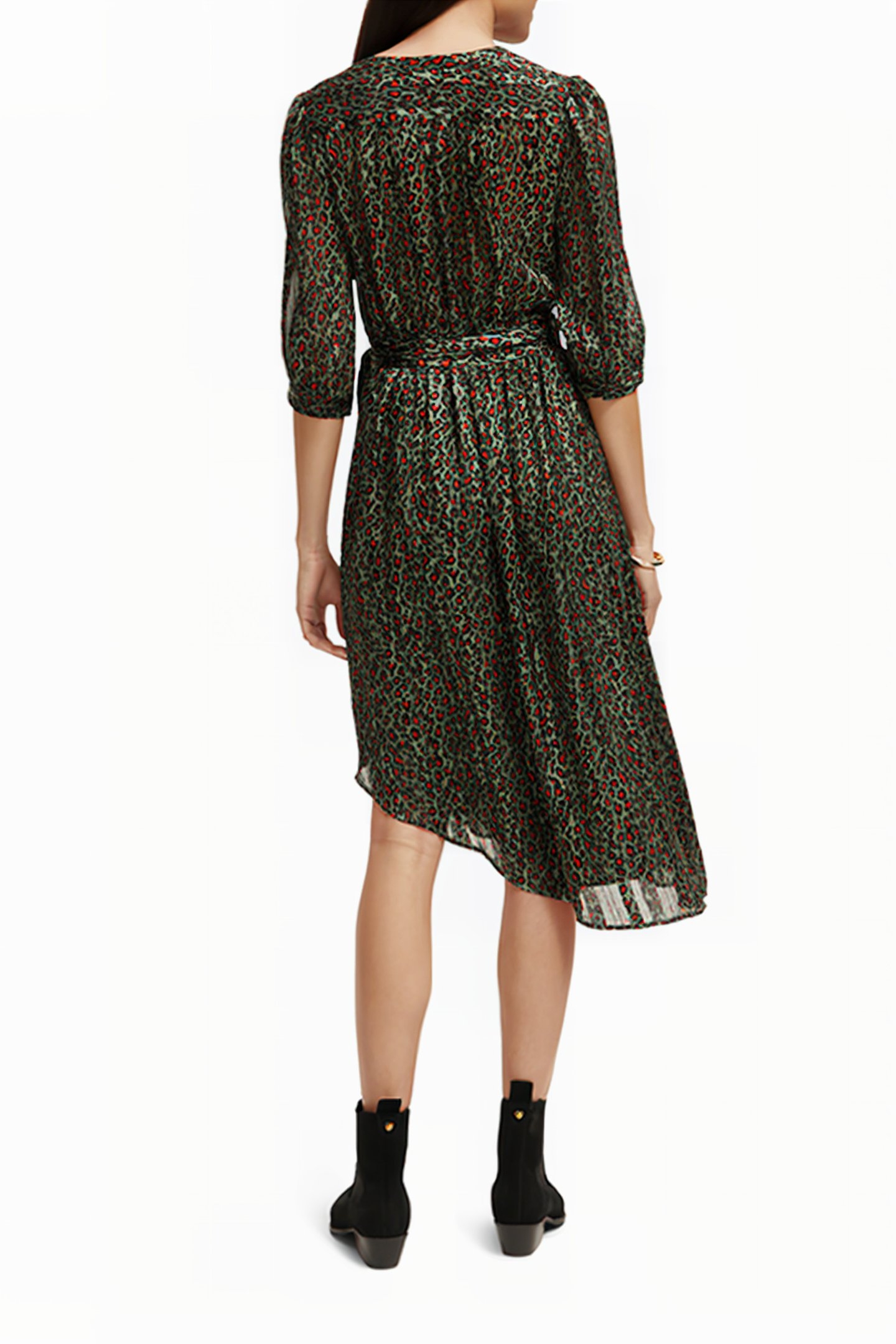 ASYMMETRIC WRAP DRESS CREATURES OF THE NIGHT FIELD GREEN 3