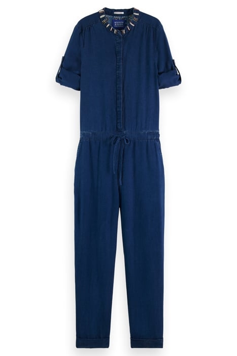 INDIGO TENCEL DENIM WASHED ALL IN ONE WITH BEADING DETAILS I 3