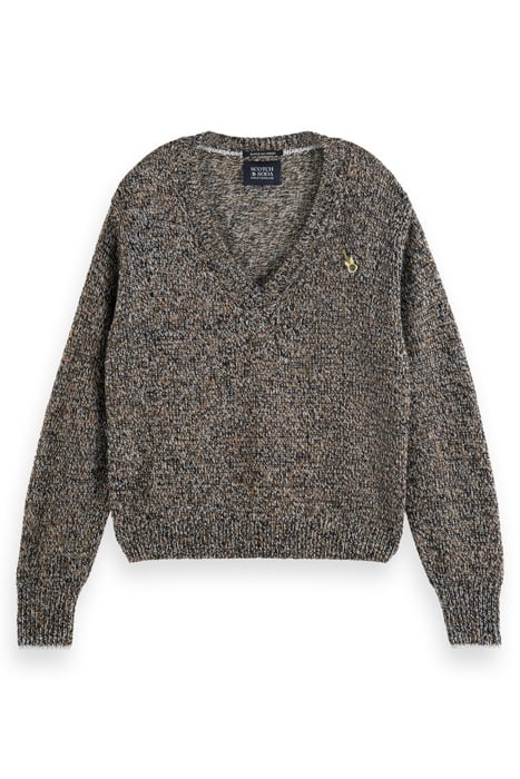 METALLIC V-NECK PULLOVER DUNE MELANGE 4