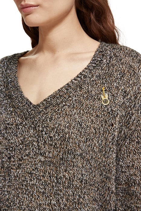 METALLIC V-NECK PULLOVER DUNE MELANGE 6