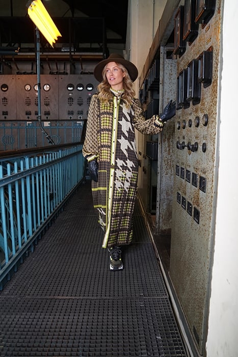 DRESS MAINZ BROWN LIME PIED DE POULE 3