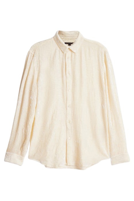 CRINKLED VELVET SLIM SHIRT WHITE 2