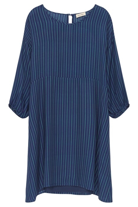 BOAT COLLAR PRINTED DRESS RAYURES BLEU VERT 4