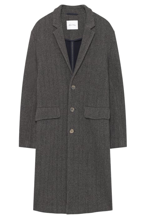 LONG SLEEVES BUTTONED COAT CHEVRON NAVY GRIS 4
