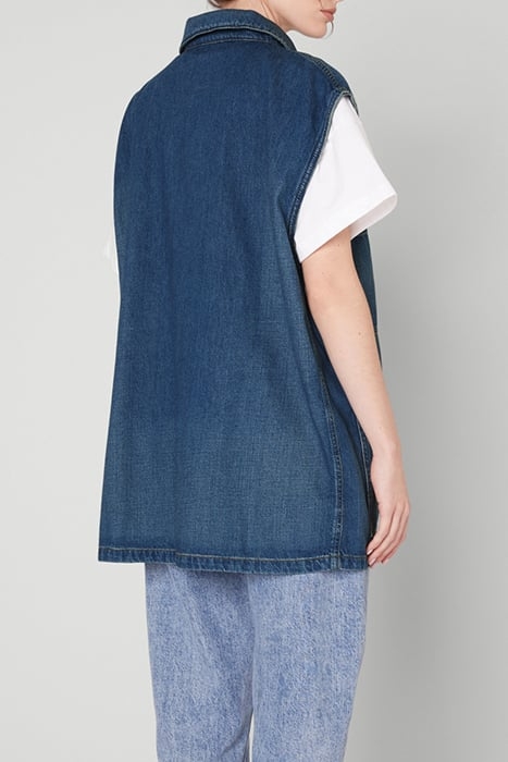 STRAIGHT MID-LENGTH SLEEVELESS JACKET BLUE DIRTY 2