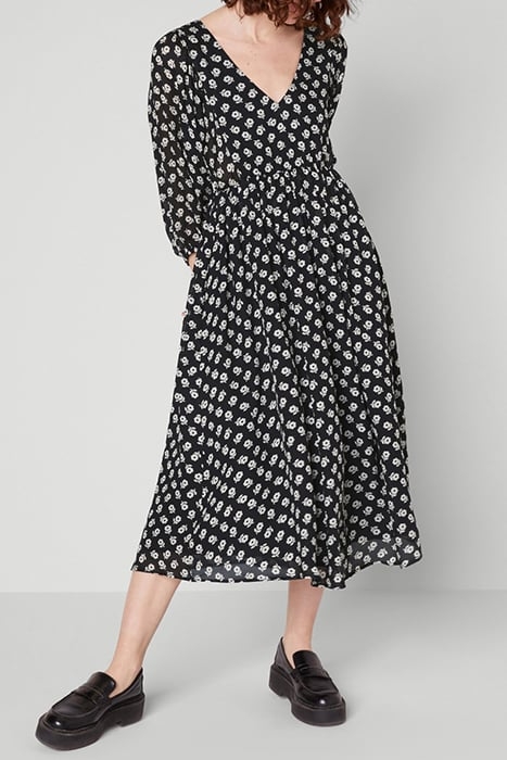V COLLAR LONG PRINTED DRESS ERIKA 1