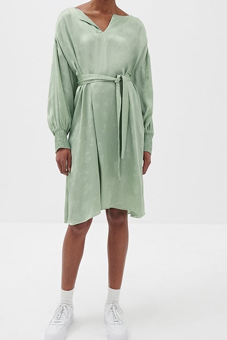 7/8 SLEEVES V COLLAR LONG DRESS JADE 1