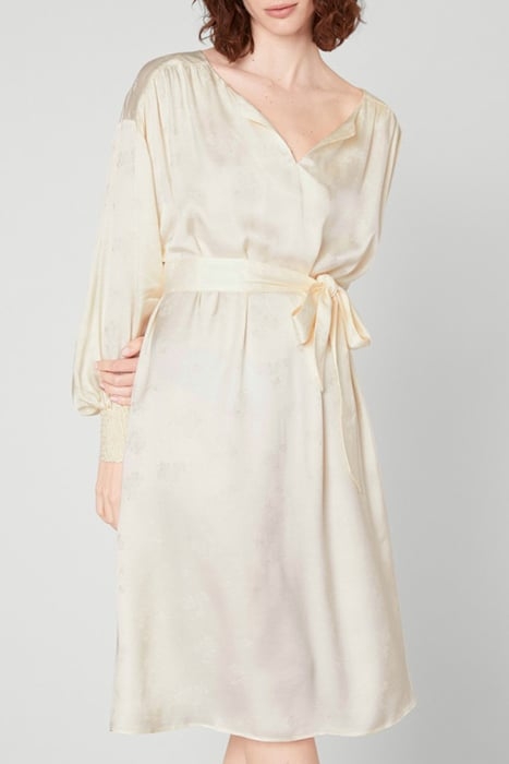 7/8 SLEEVES V COLLAR LONG DRESS NACRE 1