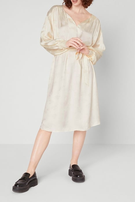 7/8 SLEEVES V COLLAR LONG DRESS NACRE 3