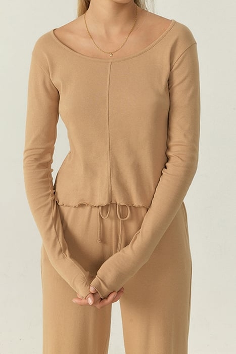 BOAT COLLAR FITTED TEE-SHIRT PRALINE 1