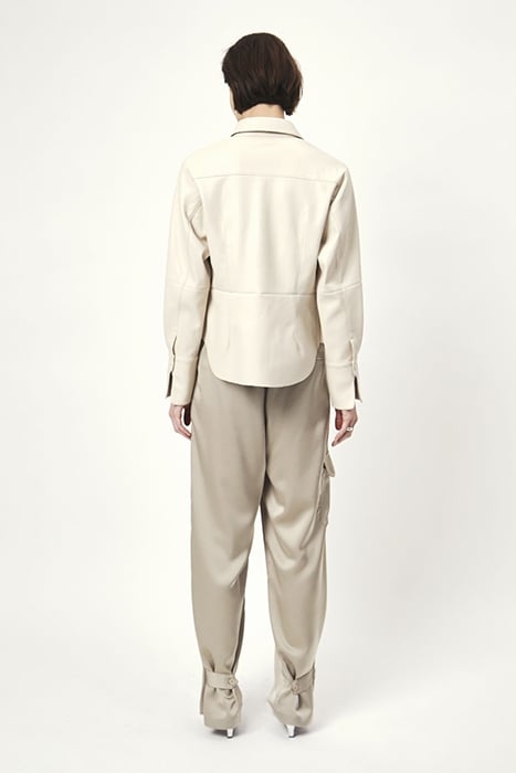 AKIRA FAUX LEATHER SHIRT CHALK 2