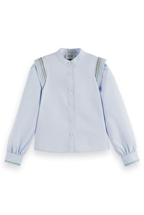GIRLS LONG-SLEEVED COLOURFUL STITCHING DETAIL TOP PERIWINKLE 4