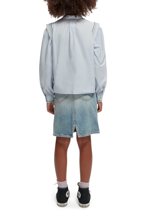 GIRLS LONG-SLEEVED COLOURFUL STITCHING DETAIL TOP PERIWINKLE 3