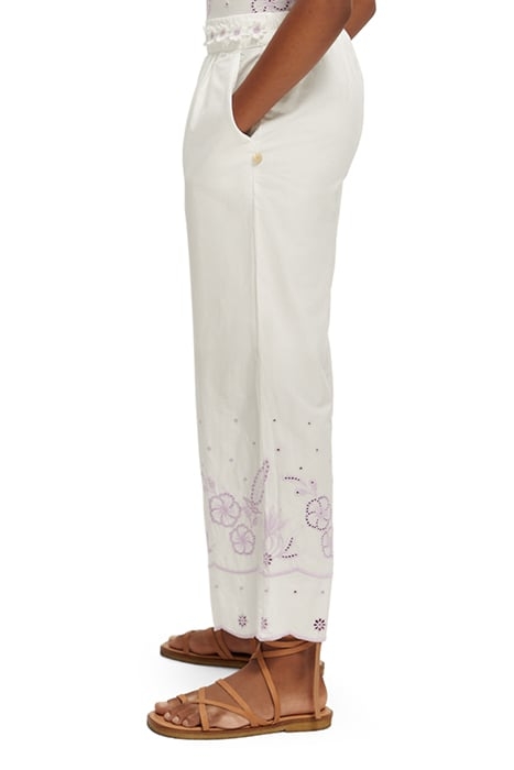 GIRLS BRODERIE ANGLAISE CROPPED PANTS OFF WHITE 6