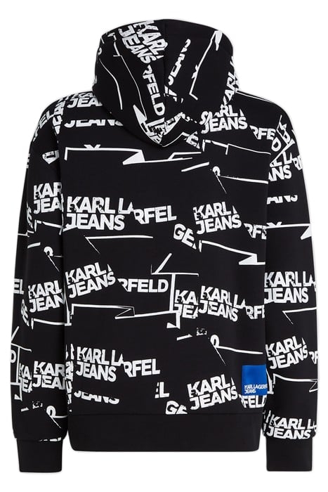 KLJ OVERSIZED AOP LOGO HOODIE BLACK WHITE 2
