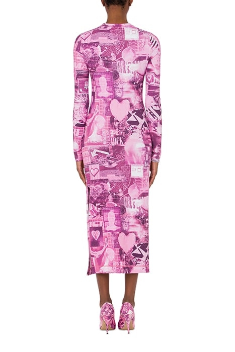 DIGITAL HEART LIGHTWEIGHT FLEECE DRESS PINK 2