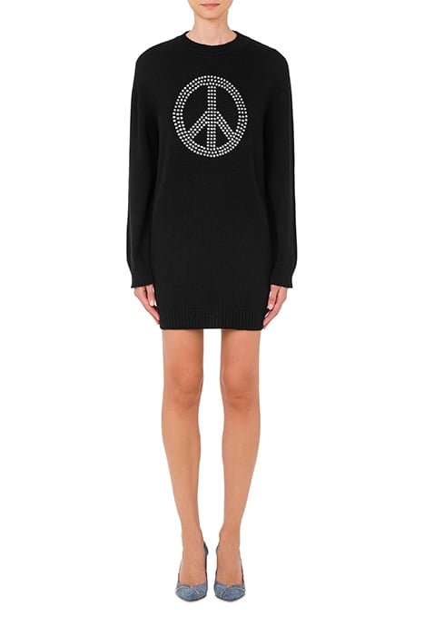 PEACE SYMBOL WOOL BLEND DRESS BLACK 1